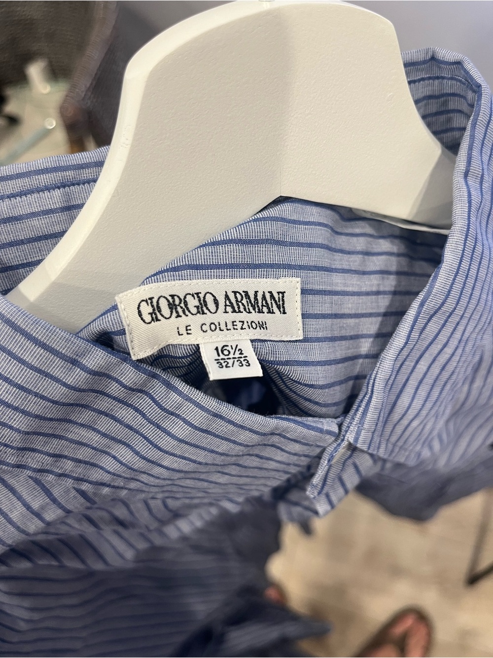 Giorgio Armani Blue Striped Button-Down Shirt - Picture 3 of 3
